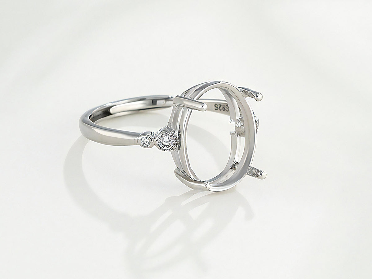 925 Sterling Silver Keepsake Ring Setting Blank (10x8mm Oval)