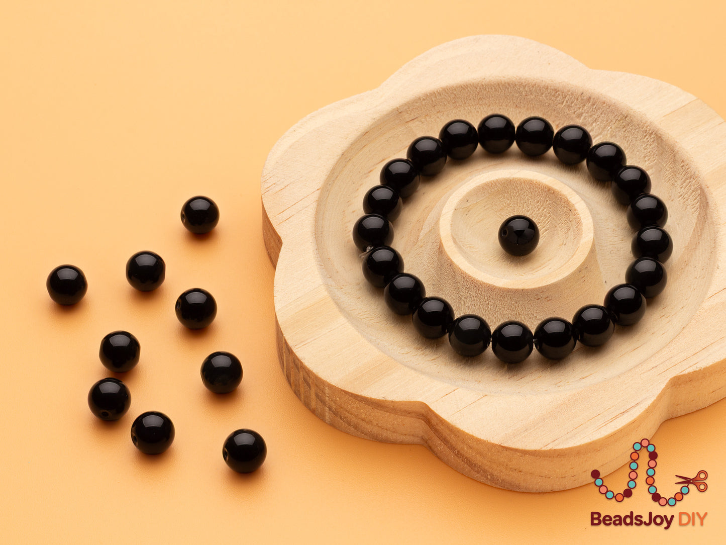 Natural Black Obsidian Beads for Jewelry Making — 8mm Round Beads (approx. 47 pcs)