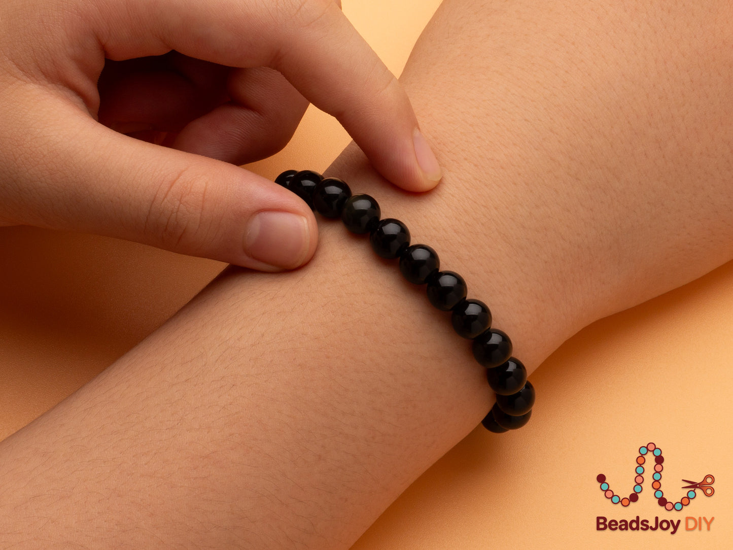 Natural Black Obsidian Beads for Jewelry Making — 8mm Round Beads (approx. 47 pcs)