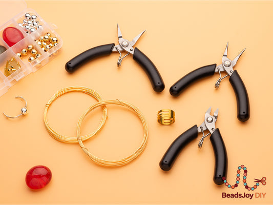 3-piece jewelry pliers set with silver wire rings and beads for DIY jewelry making - BeadsJoy DIY
