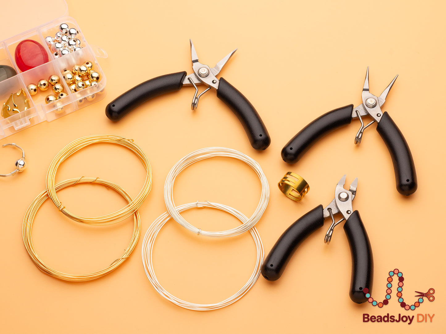3-piece jewelry pliers set with copper wire rings and craft supplies - BeadsJoy DIY