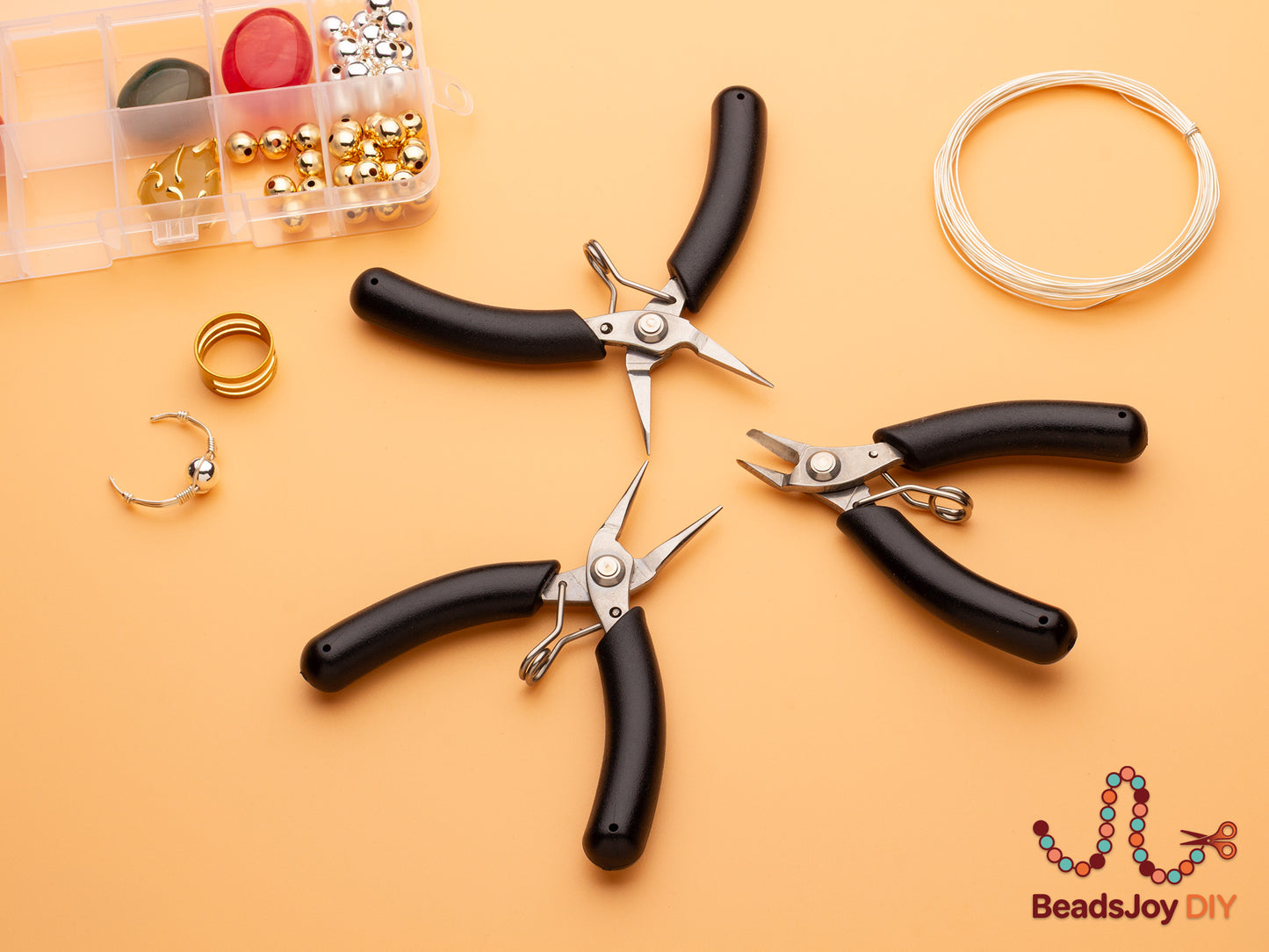 3-piece jewelry pliers set with mixed wire rings and jewelry findings - BeadsJoy DIY