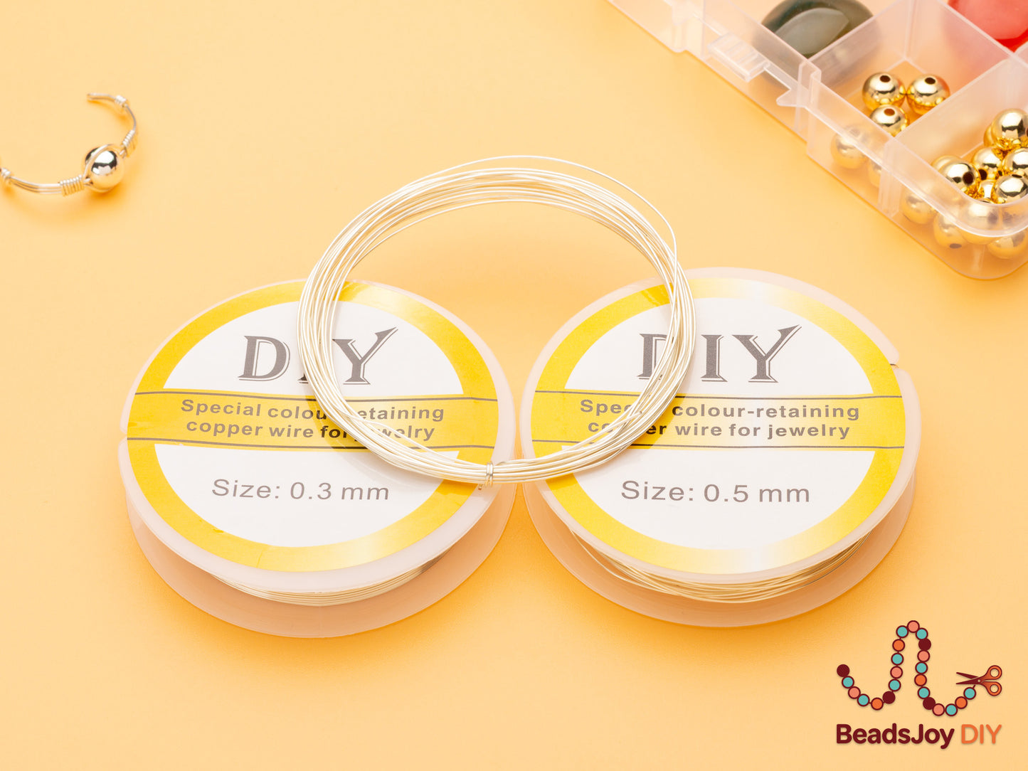 Silver colour-retaining copper wire spools 0.3mm and 0.5mm for DIY jewelry making, BeadsJoy DIY