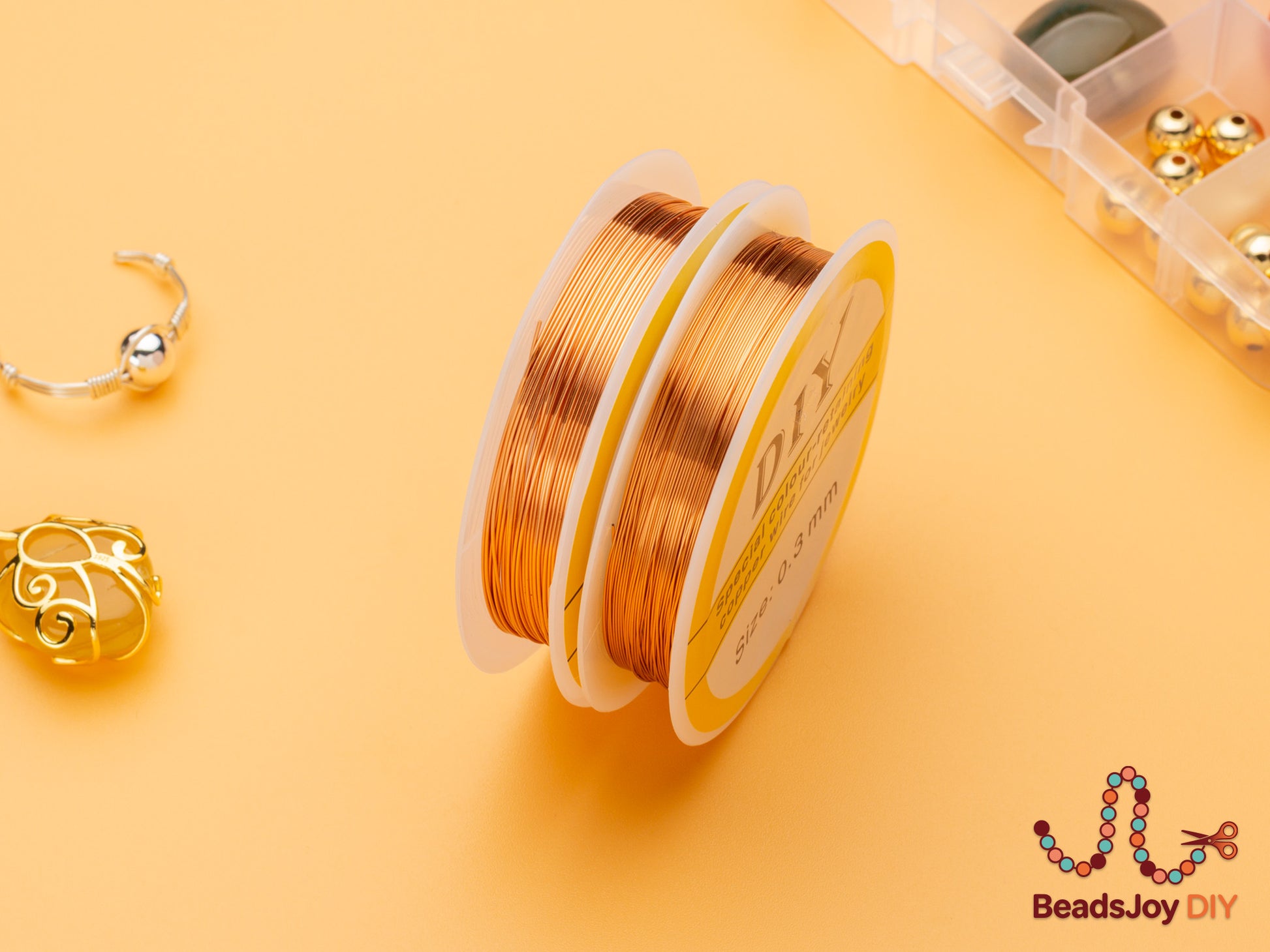 Rose gold colour-retaining copper wire spool 0.3mm for DIY jewelry making, BeadsJoy DIY
