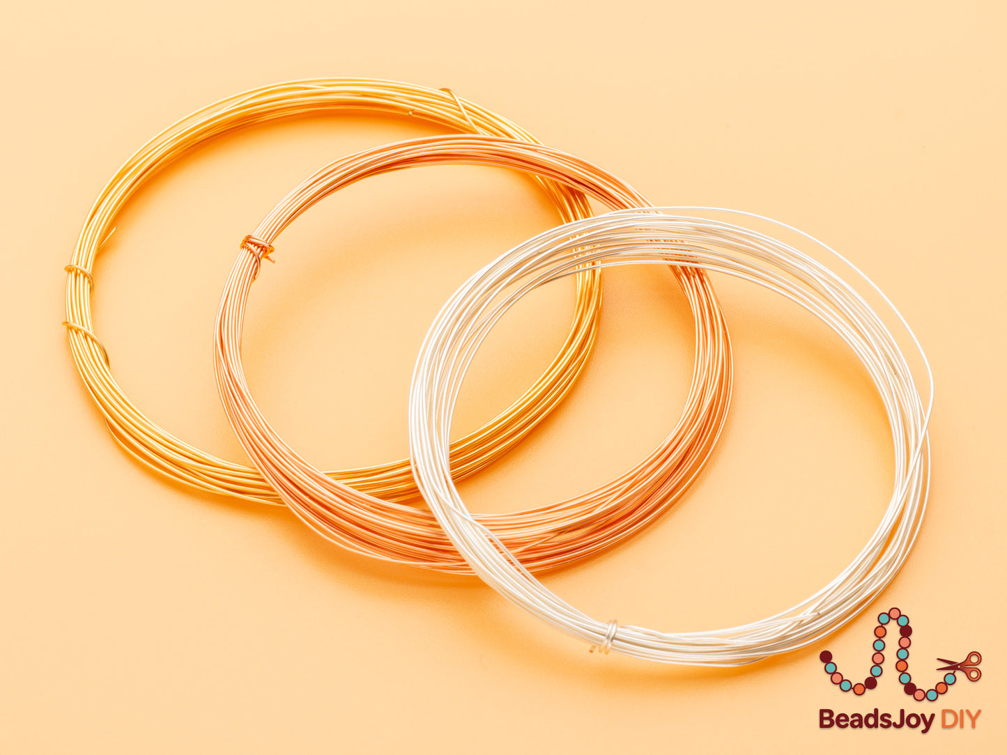 Gold, rose gold and silver colour-retaining copper wire coils for DIY jewelry making, BeadsJoy DIY